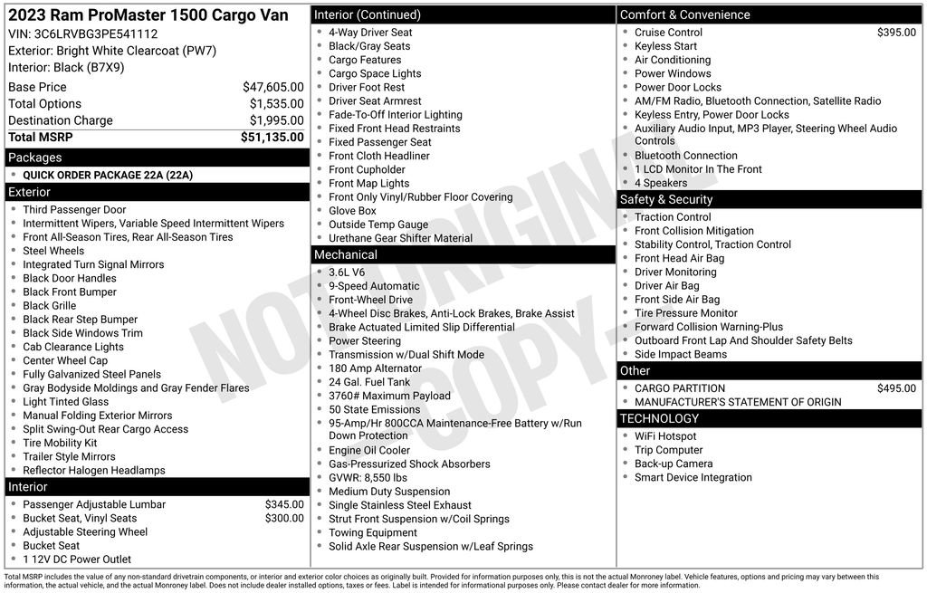 Used 2023 RAM ProMaster 1500 image 15