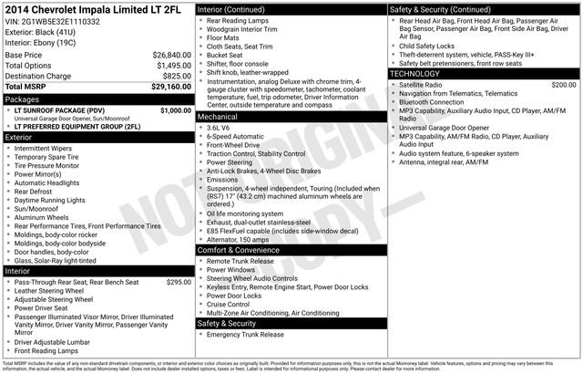 Used 2014 Chevrolet Impala LT w/ LT Sunroof Package FWD image 4