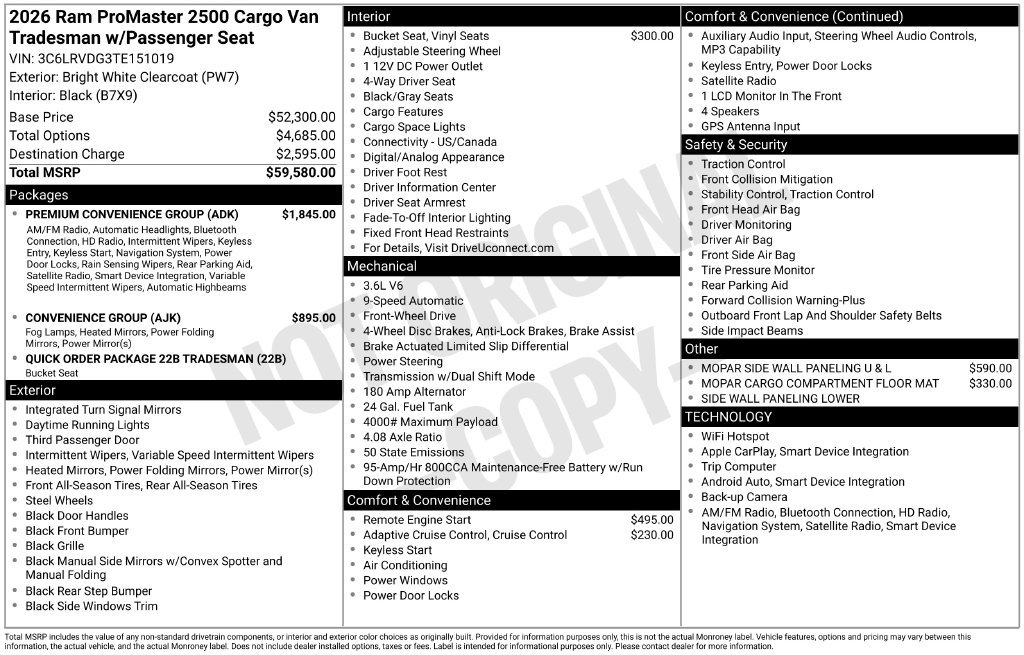 New 2026 RAM ProMaster 2500 w/ Premium Convenience Group FWD image 5