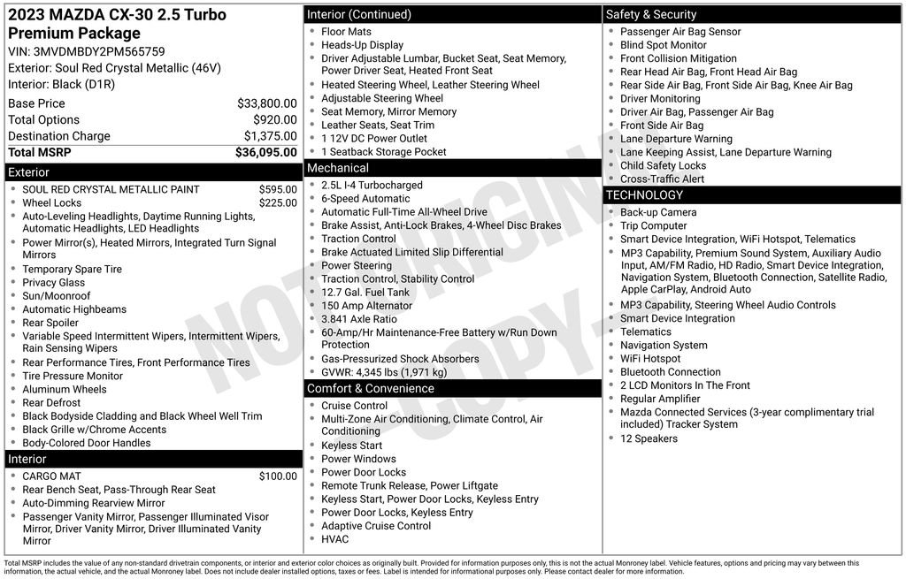 Certified 2023 MAZDA CX-30 2.5 Turbo w/ Premium Package AWD/4WD image 32