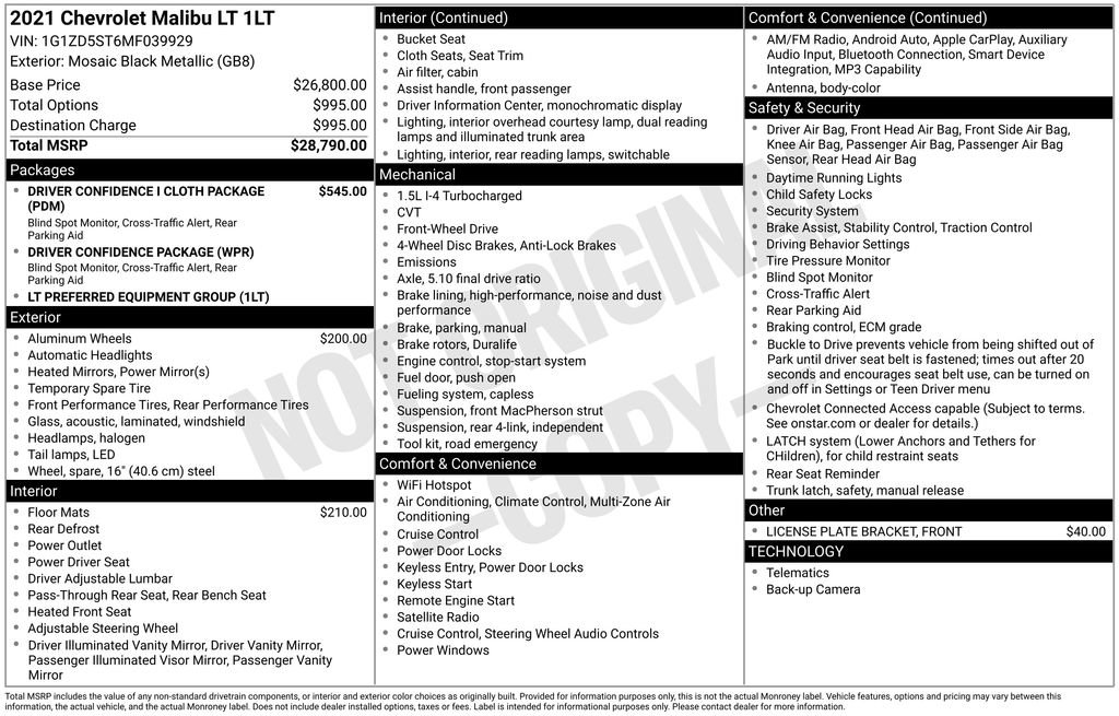 Used 2021 Chevrolet Malibu LT FWD image 5