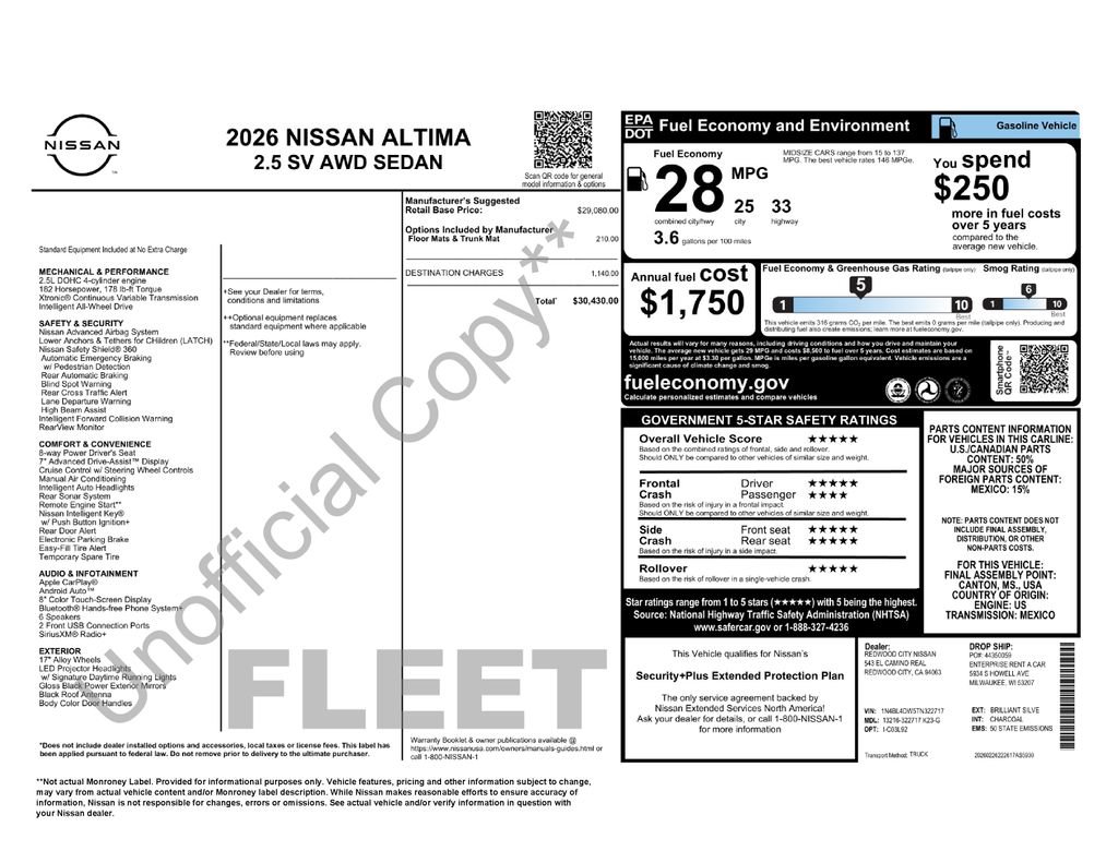 Used 2026 Nissan Altima 2.5 SV AWD/4WD image 34