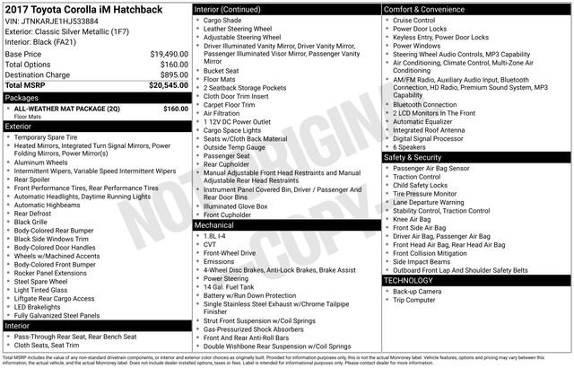 Used 2017 Toyota Corolla iM w/ All-Weather Mat Package FWD image 31