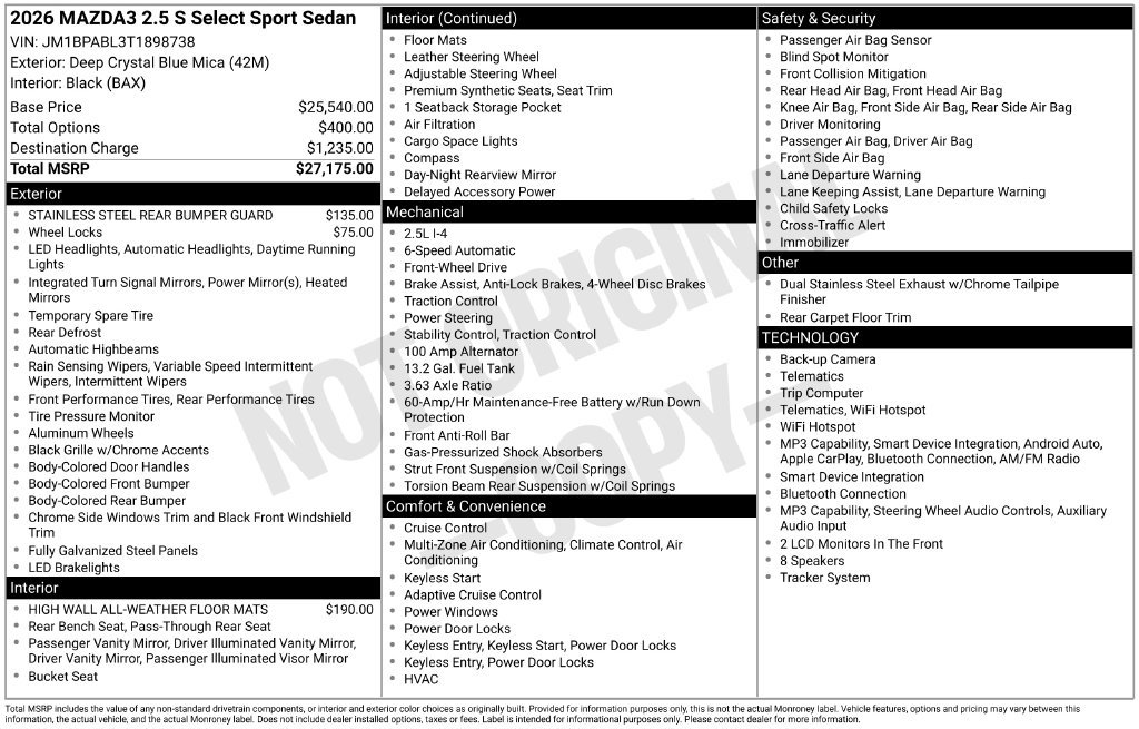 New 2026 MAZDA MAZDA3 s Sport FWD image 33