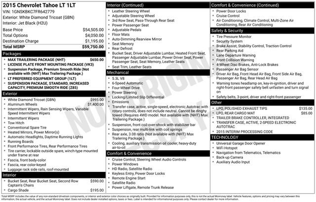 Used 2015 Chevrolet Tahoe LT w/ Max Trailering Package AWD/4WD image 20
