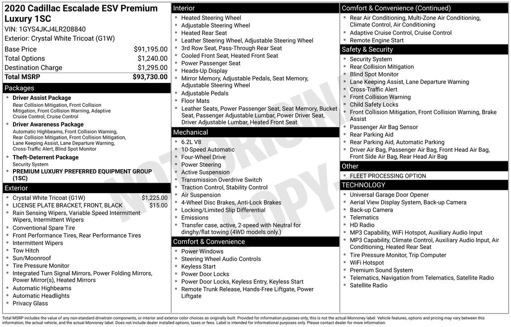 Used 2020 Cadillac Escalade ESV Premium Luxury AWD/4WD image 17
