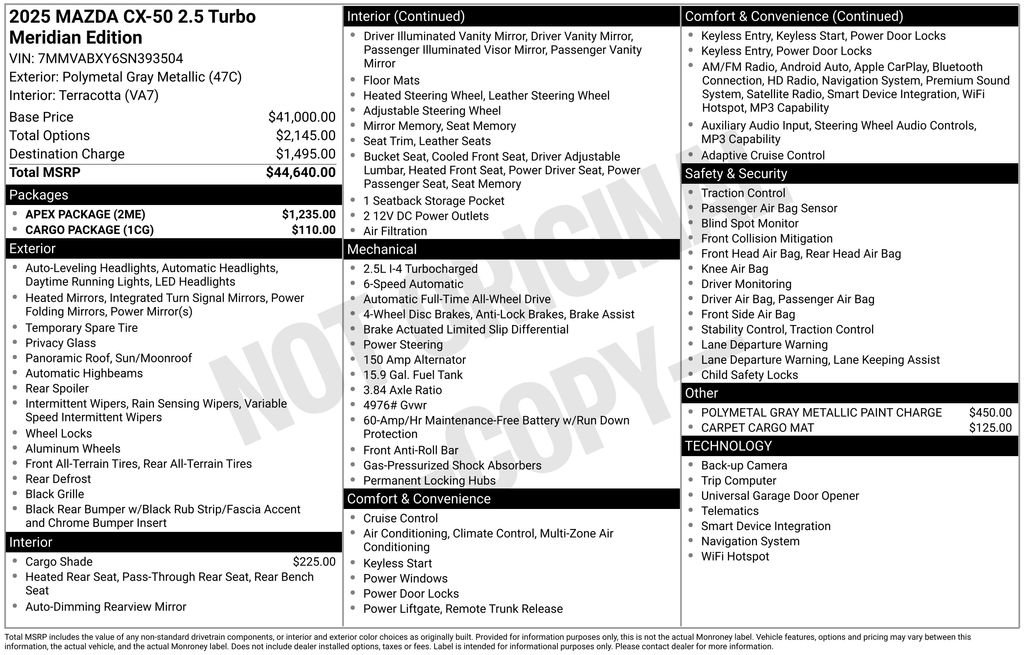 Certified 2025 MAZDA CX-50 Meridian Edition w/ Apex Package AWD/4WD image 9