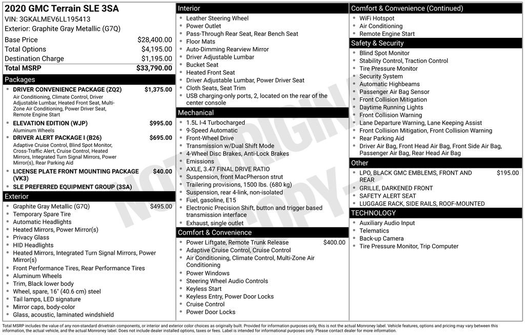 Used 2020 GMC Terrain SLE w/ Driver Convenience Package image 10