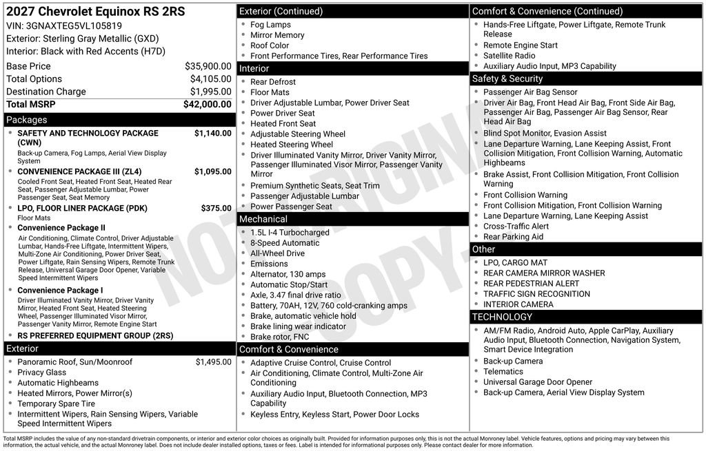 New 2027 Chevrolet Equinox RS w/ Safety and Technology Package AWD/4WD image 39