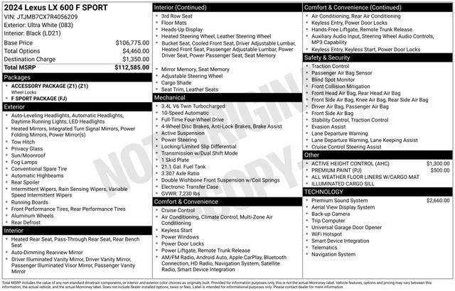 Used 2024 Lexus LX 600 F Sport image 20