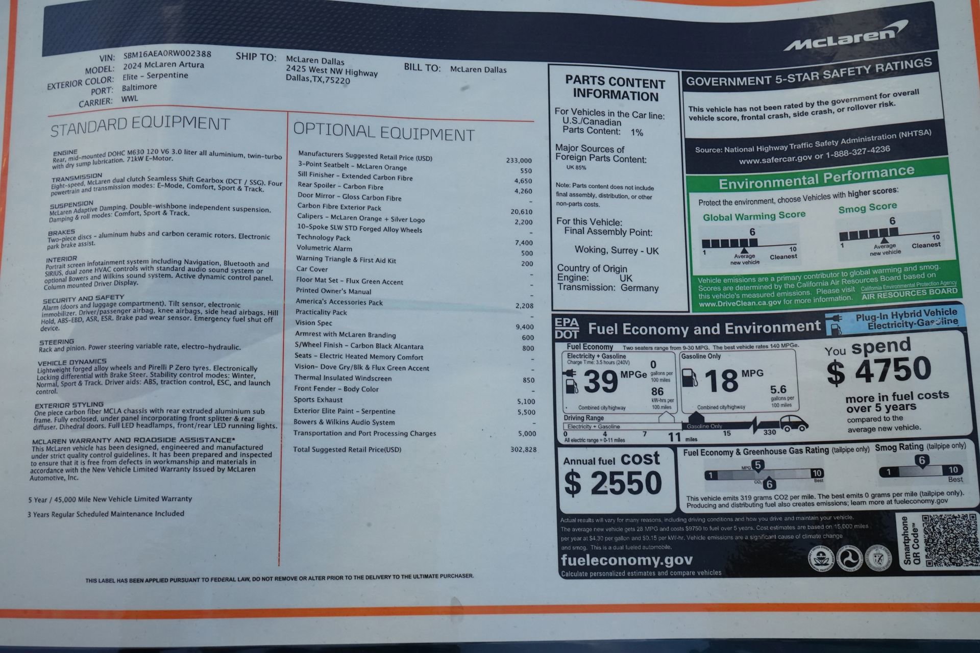 Used 2024 McLaren Artura RWD image 38