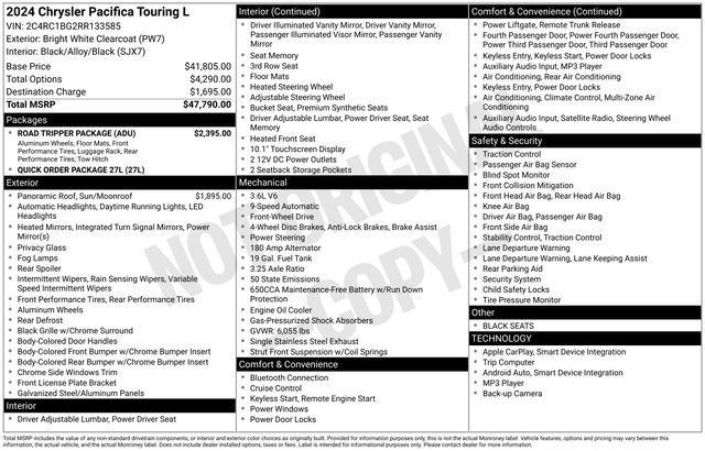 Used 2024 Chrysler Pacifica Touring-L w/ Road Tripper Package image 10