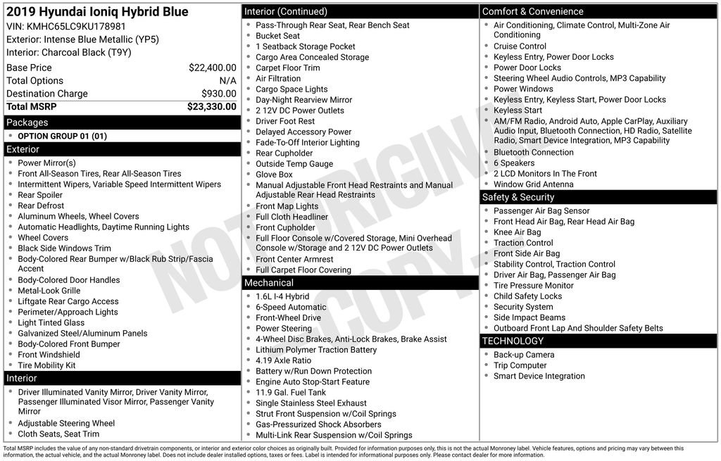 Used 2019 Hyundai Ioniq Blue image 29