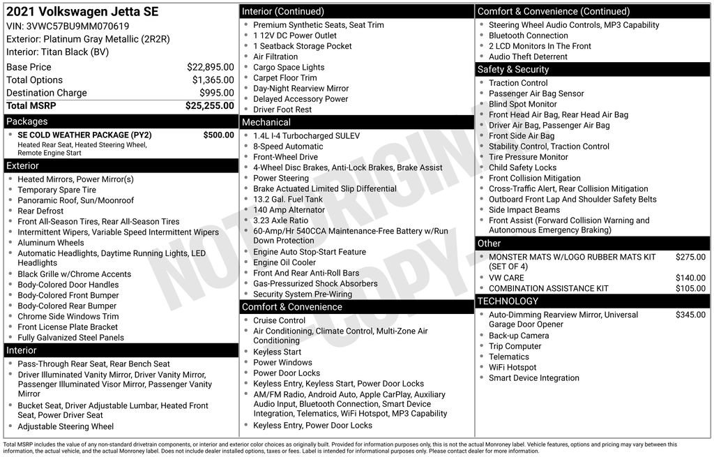 Used 2021 Volkswagen Jetta SE w/ SE Cold Weather Package image 17