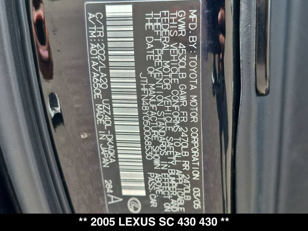 Used 2005 Lexus SC 430 Convertible w/ Preferred Accessory Pkg RWD image 25
