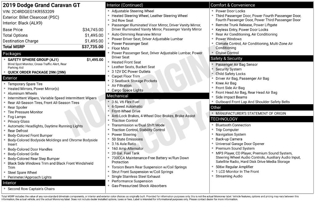 Used 2019 Dodge Grand Caravan GT w/ Safety Sphere Group FWD image 35
