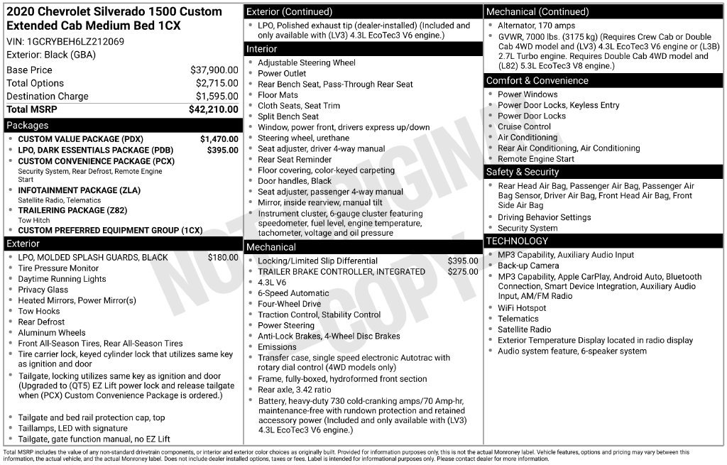 Used 2020 Chevrolet Silverado 1500 Custom w/ Custom Value Package AWD/4WD image 3