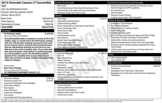 Used 2013 Chevrolet Camaro LT w/ RS Package image 7