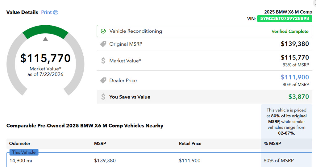 Used 2025 BMW X6 M Competition w/ Executive Package AWD/4WD image 6