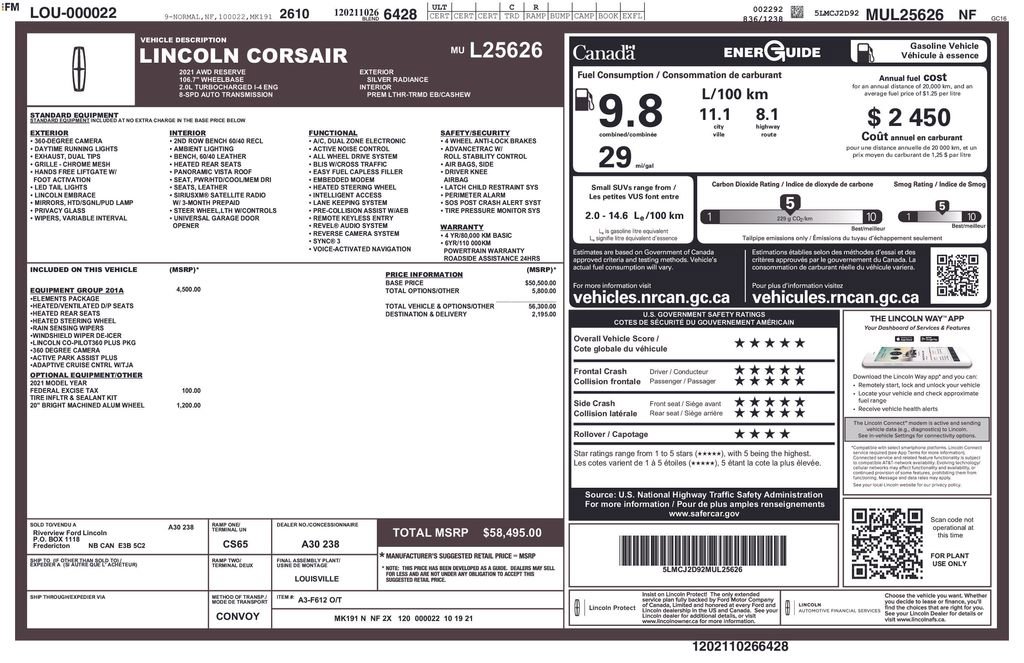 Used 2021 Lincoln Corsair Reserve w/ Equipment Group 201A AWD/4WD image 2