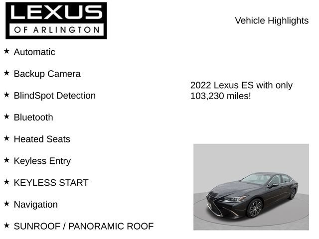 Used 2022 Lexus ES 350 w/ Premium Package FWD image 8