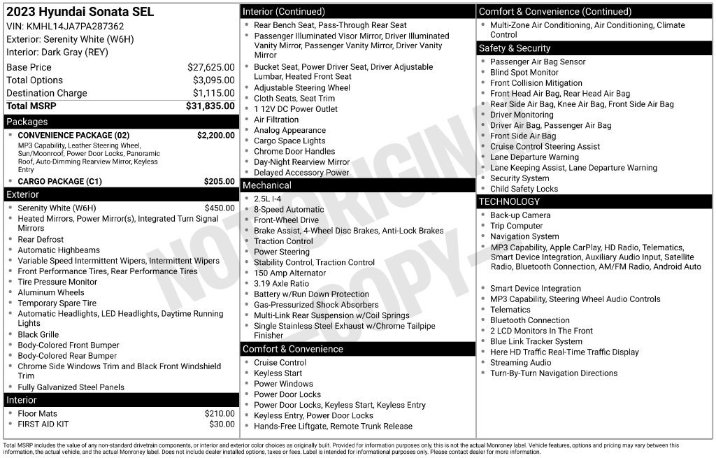 Used 2023 Hyundai Sonata SEL w/ Convenience Package FWD image 30