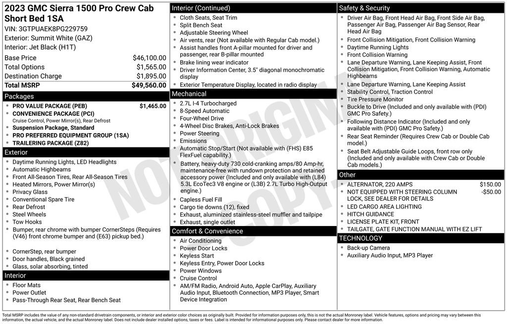 Used 2023 GMC Sierra 1500 Pro w/ Pro Value Package image 45