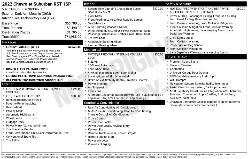 Used 2022 Chevrolet Suburban RST w/ Luxury Package AWD/4WD image 42