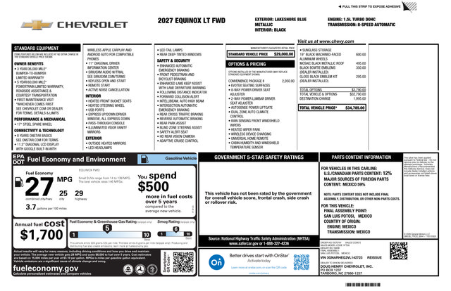 New 2027 Chevrolet Equinox LT w/ Convenience Package II FWD image 3