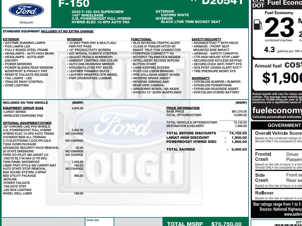 Used 2023 Ford F150 Lariat w/ Equipment Group 502A High image 2