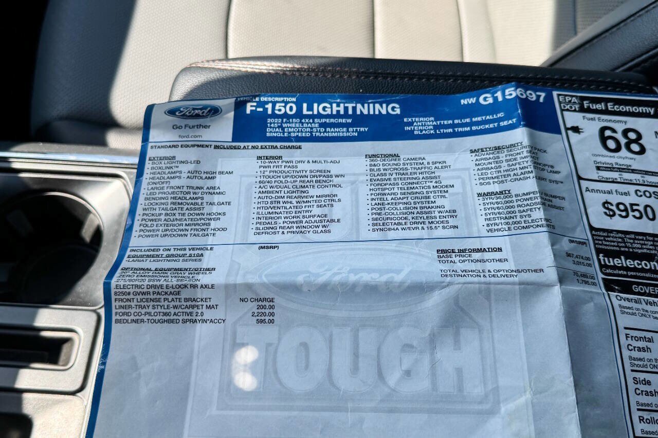 Used 2022 Ford F150 Lightning Lariat AWD/4WD image 42