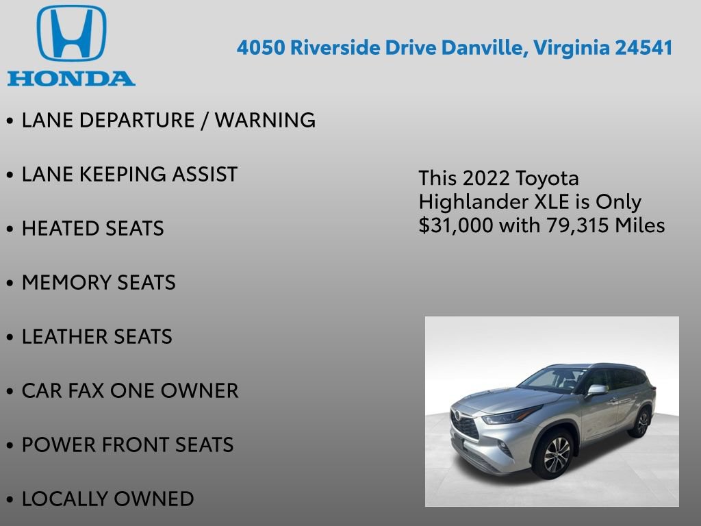 Used 2022 Toyota Highlander XLE AWD/4WD image 12