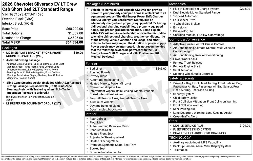 New 2026 Chevrolet Silverado EV LT AWD/4WD image 17