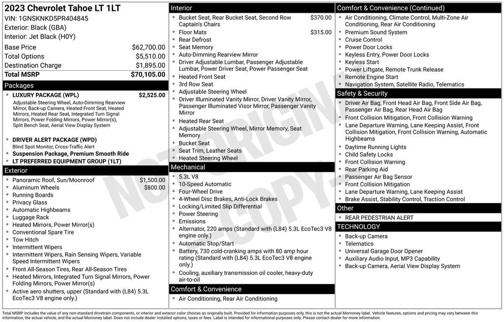 Used 2023 Chevrolet Tahoe LT w/ Luxury Package AWD/4WD image 2