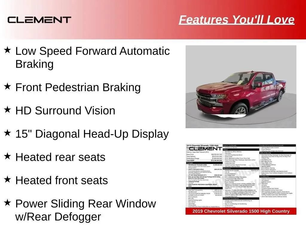 Used 2019 Chevrolet Silverado 1500 High Country w/ Technology Package AWD/4WD image 71