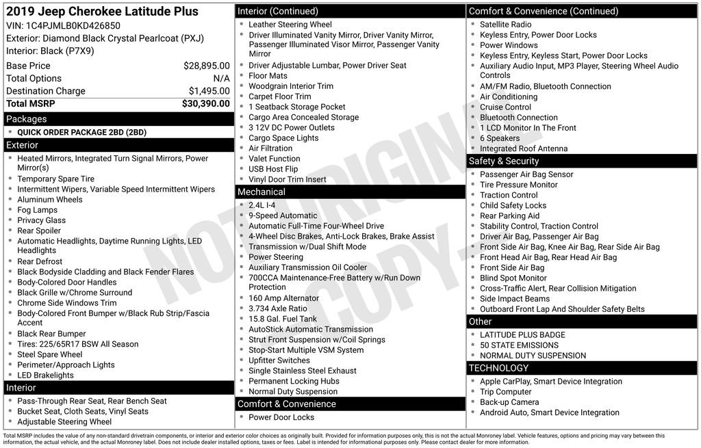 Used 2019 Jeep Cherokee Latitude Plus image 82