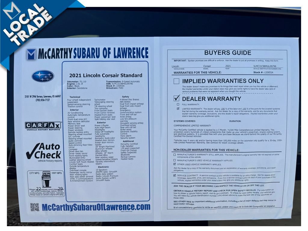Used 2021 Lincoln Corsair FWD image 10