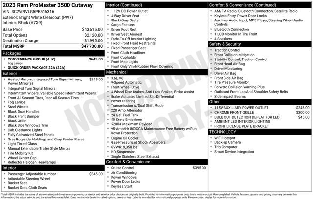 New 2023 RAM ProMaster 3500 w/ Convenience Group FWD image 4