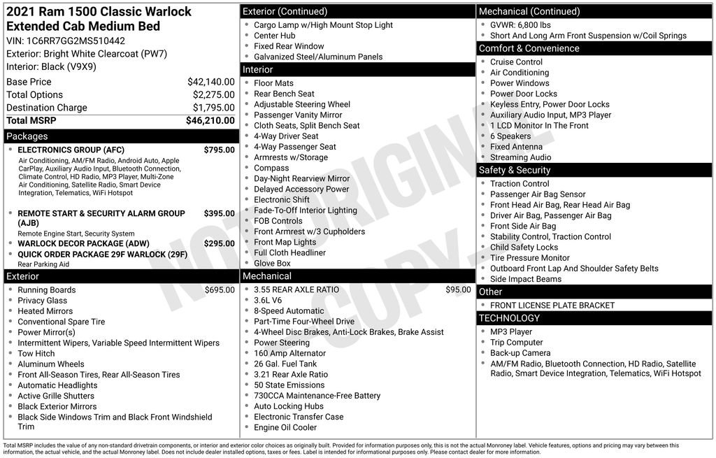 Used 2021 RAM 1500 Classic Warlock w/ Electronics Group AWD/4WD image 15