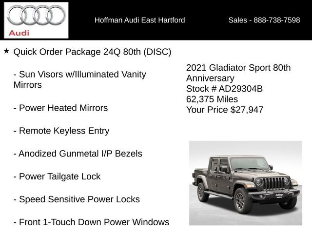 Used 2021 Jeep Gladiator Sport w/ Quick Order Package 24Q 80Th AWD/4WD image 12