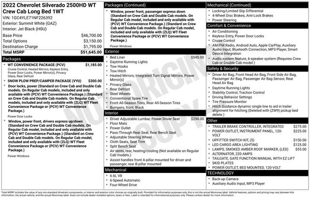 Used 2022 Chevrolet Silverado 2500 W/T w/ WT Convenience Package image 2