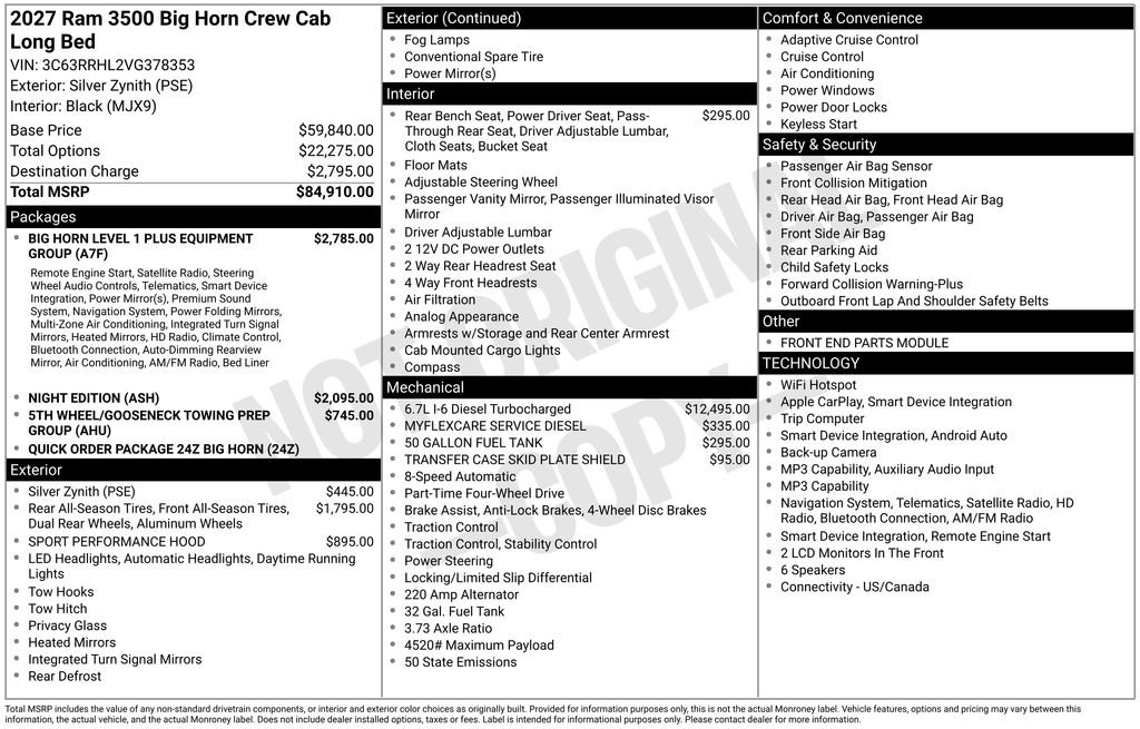 New 2027 RAM 3500 Big Horn AWD/4WD image 26