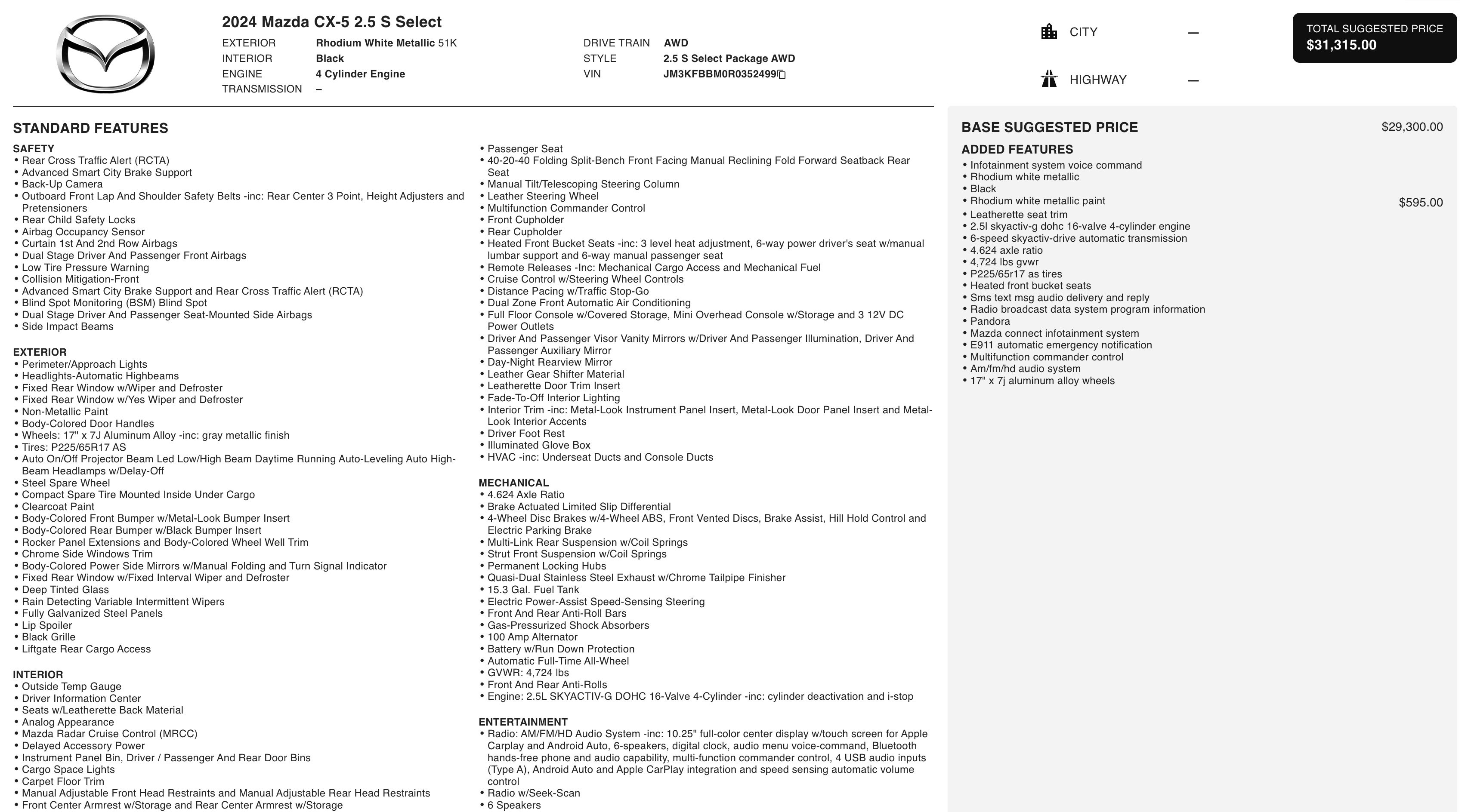 Used 2024 MAZDA CX-5 AWD 2.5 S w/ Select Package image 5