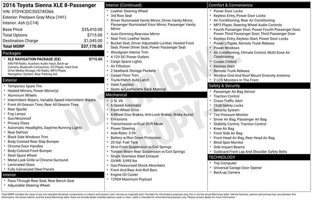 Used 2016 Toyota Sienna XLE w/ XLE Navigation Package image 7