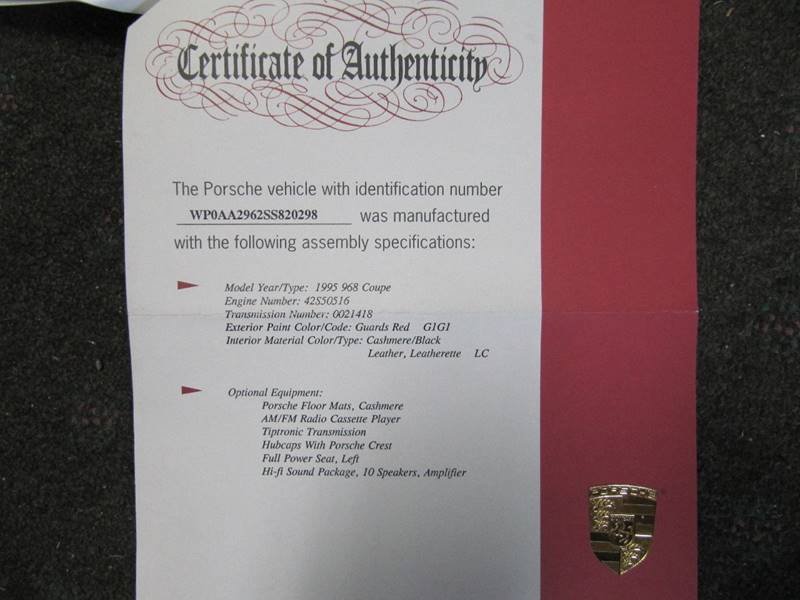 Used 1995 Porsche 968 Coupe RWD image 32
