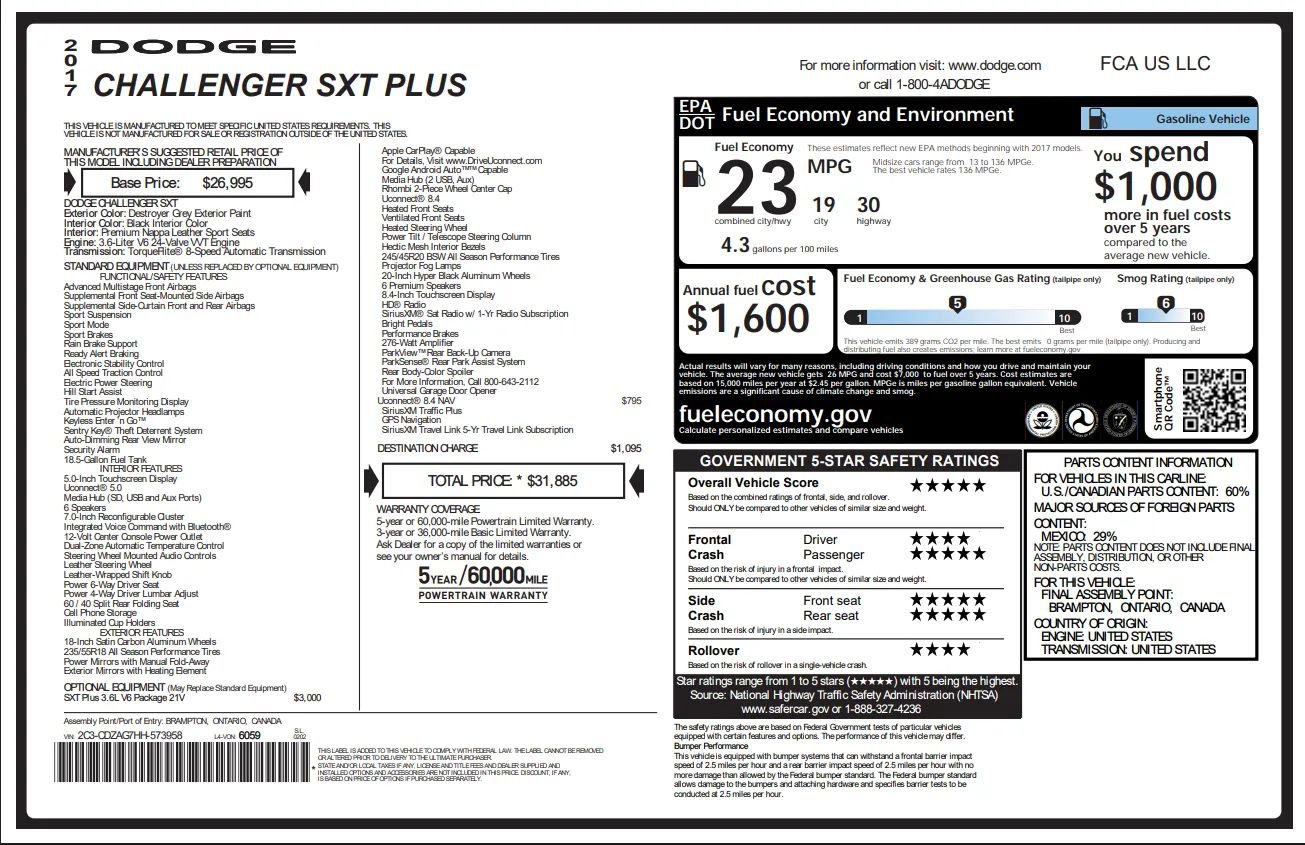 Used 2017 Dodge Challenger SXT Plus image 2