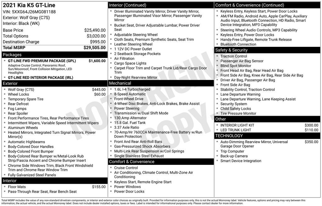 Used 2021 Kia K5 GT-Line w/ GT-Line FWD Premium Package image 2