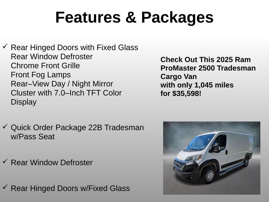 Used 2025 RAM ProMaster 2500 w/ U-Haul Equipment Group FWD image 8