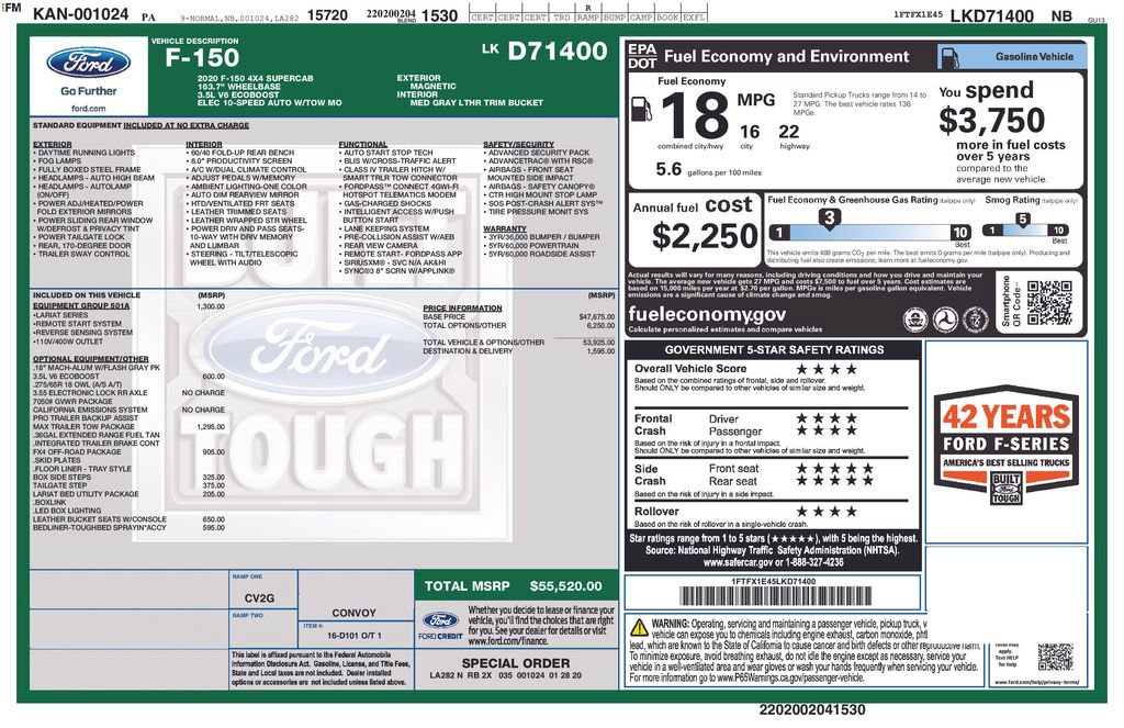 Used 2020 Ford F150 Lariat w/ Equipment Group 501A Mid AWD/4WD image 15