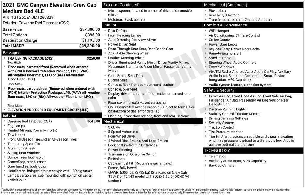 Used 2021 GMC Canyon Elevation w/ Trailering Package AWD/4WD image 24